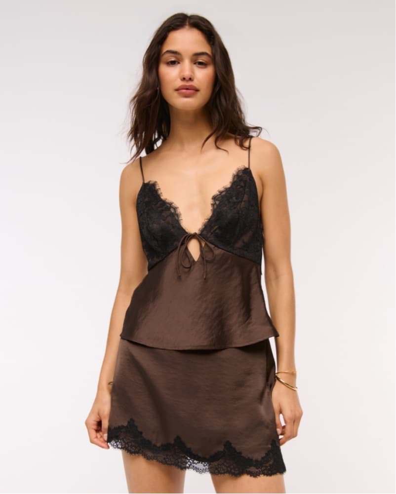 Abercrombie Brown Lace Mini Skirt Set  - Image 1