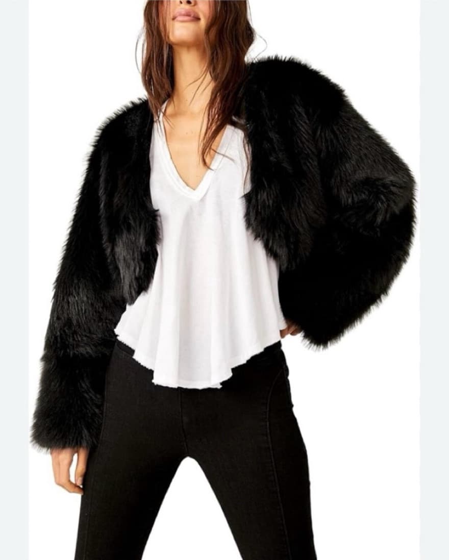 Free People Faux Fur Bolero Jacket - Image 1