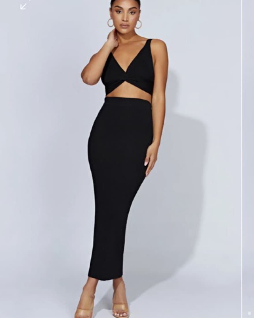 Meshki Knitted  Maxi Skirt Set Black - Image 2