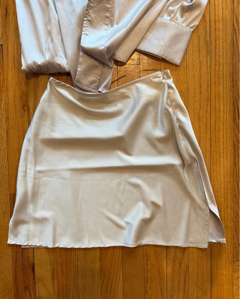 Rumours Champagne Satin Top & Skirt Set - Image 5