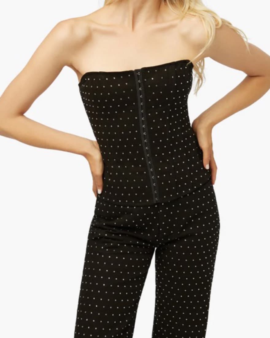 Balck Rhonestone Corset Top - Image 3