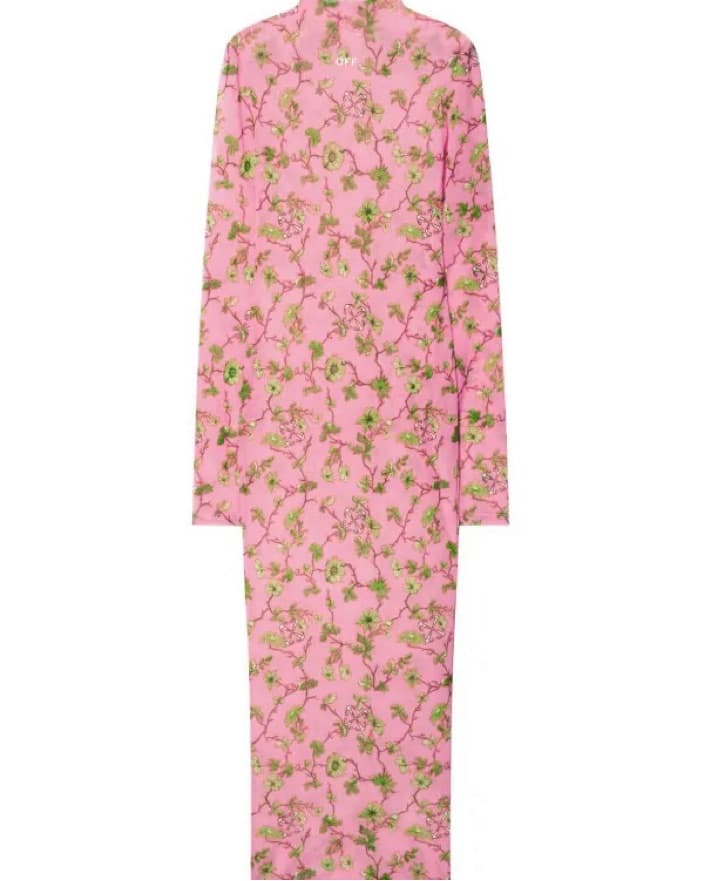 Off-White Pink Floral Dress - Image 2