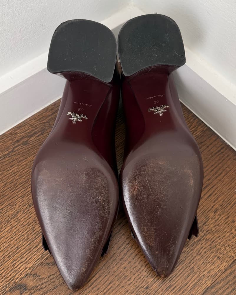 Prada Burgundy Heels - Image 4