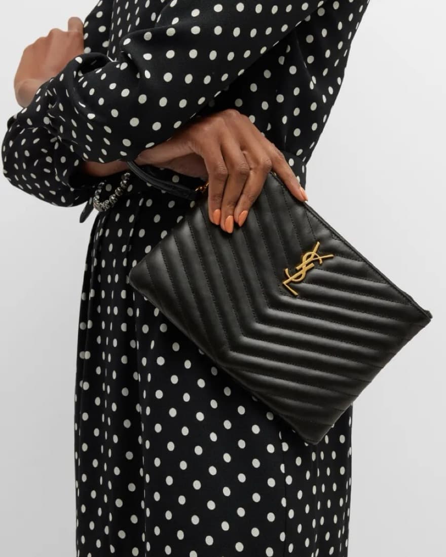 YSL Black Leather Pouch /Wristlet/Clutch - Image 1