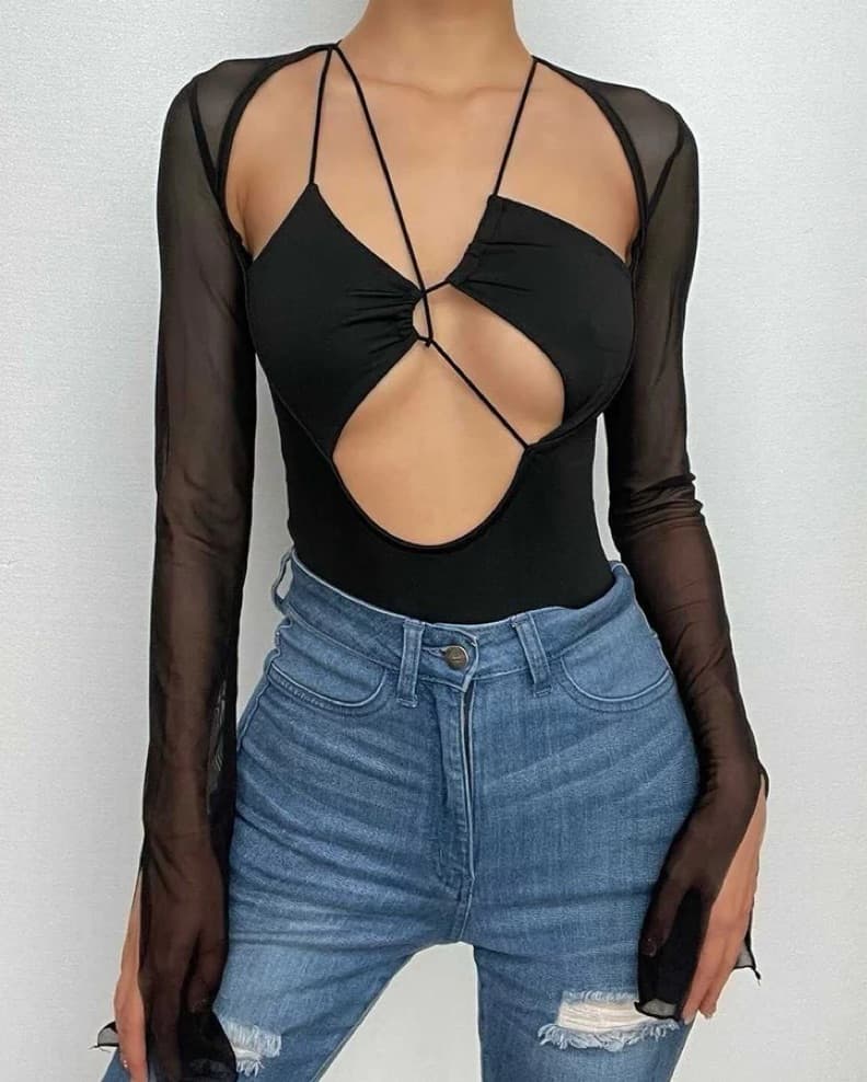 Strappy Black Bodysuit - Image 2
