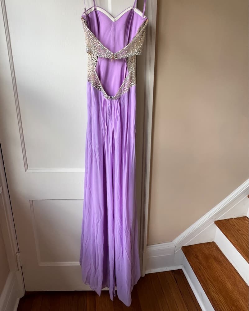 La femme Purple Strappless Beaded Dress  - Image 6