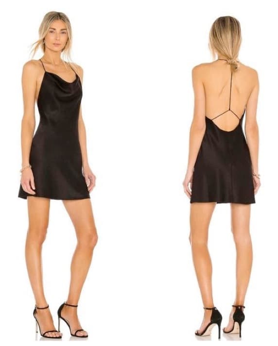 Sleek Black Satin Mini Dress - Image 1