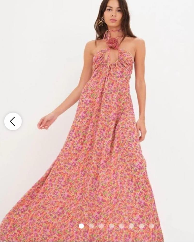 Vibrant Floral Halter Maxi Dress - Image 1