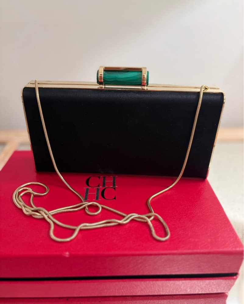Carolina Herrera Black Emerlad Clutch  - Image 2