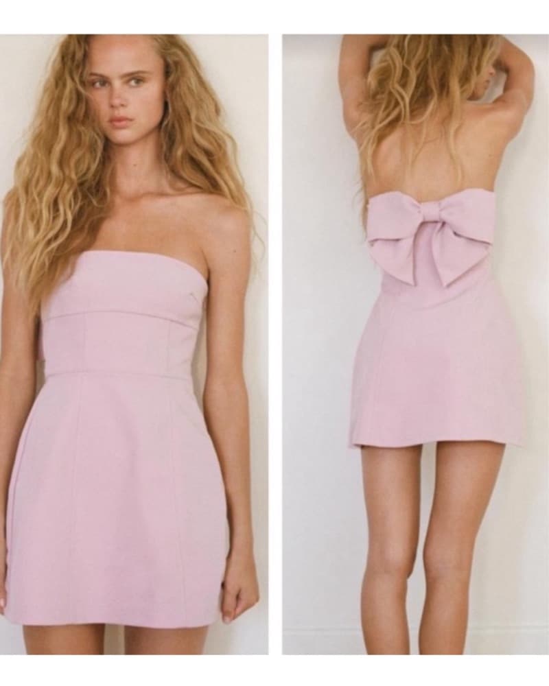 Lilac Strapless Bow Mini Dress - Image 4