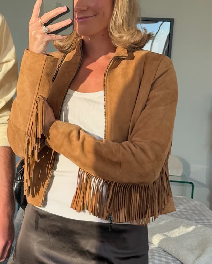 BROWN SUEDE FRINGE JACKET - Image 2