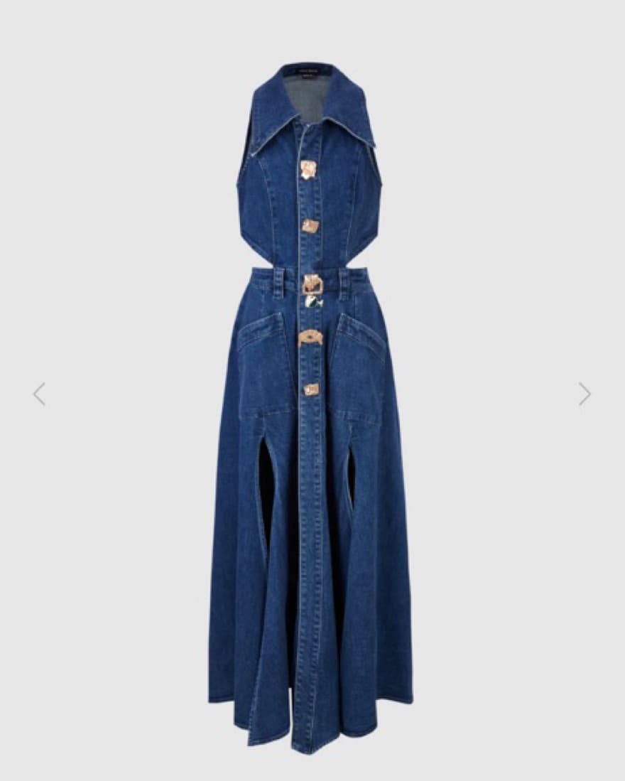 Denim Dress - Cut-Out Lapel - Image 4