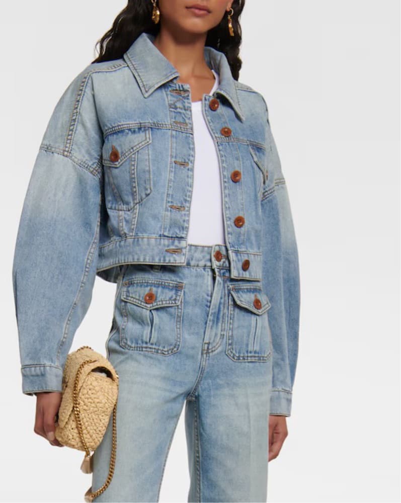 Zimmerman Raie Cropped Denim Jacket - Image 1