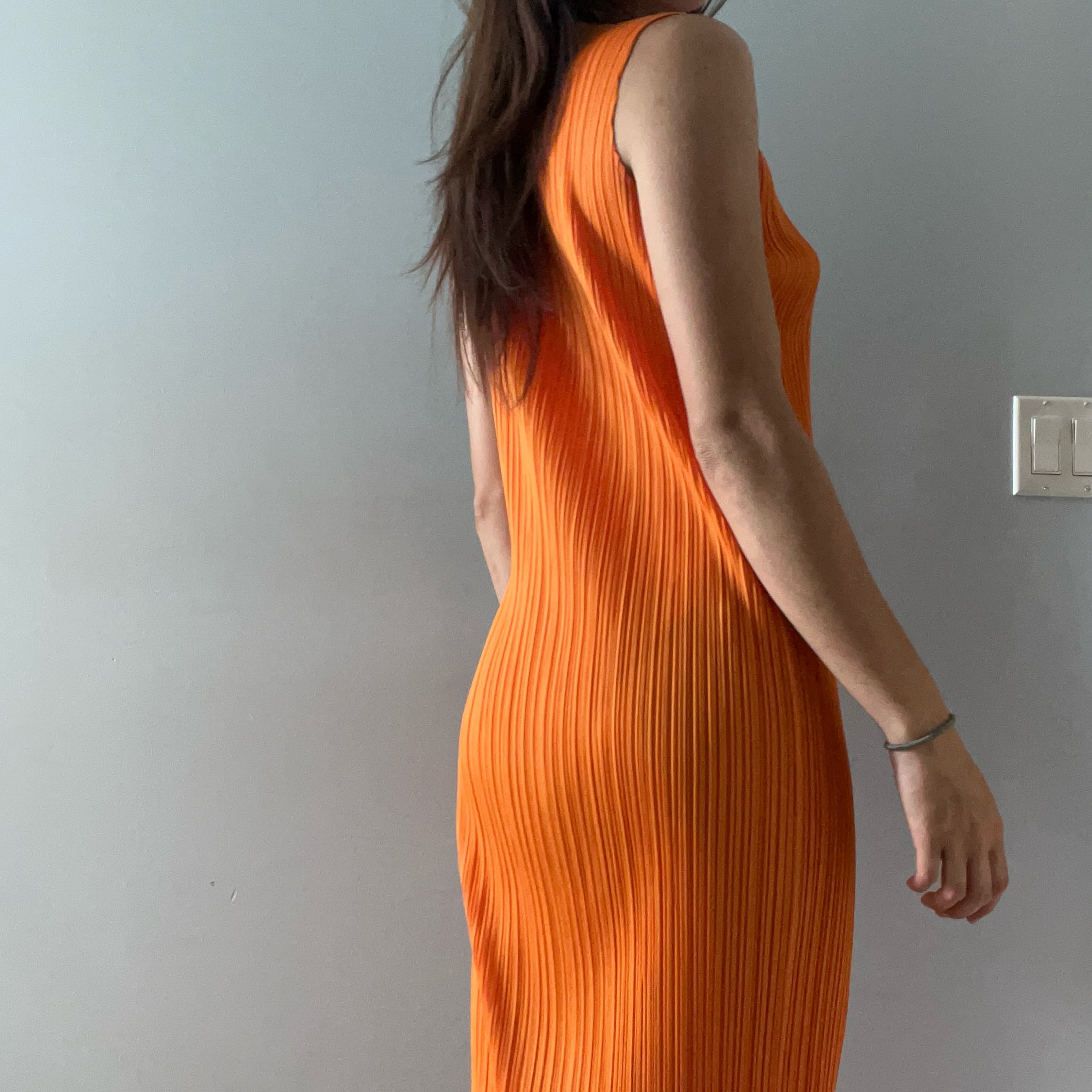Issey Miyake Pleats Orange Dress - Image 3