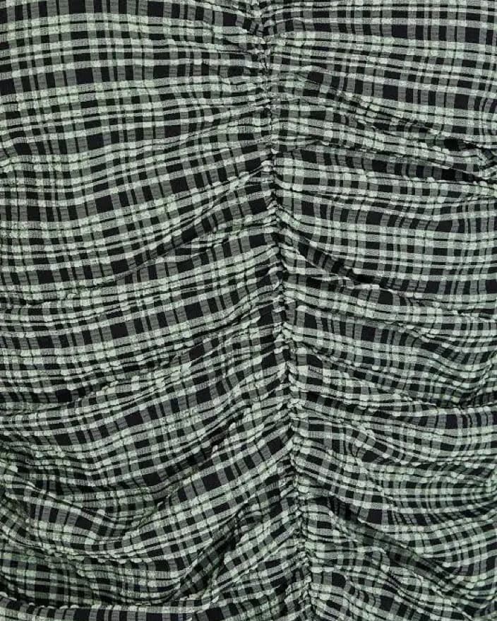 GANNI Ruched checked seersucker top - Image 3