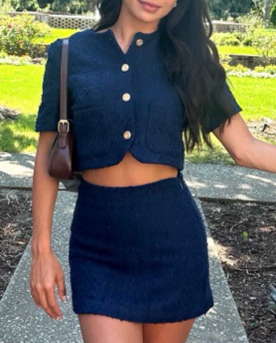 Navy Tweed Co-Ord Set - Image 3