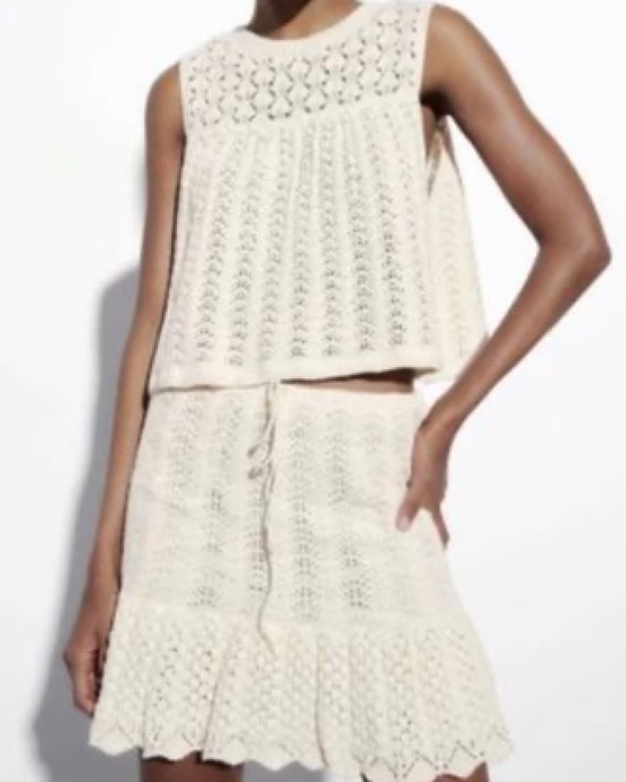 Zara Pointelle Knit Skirt Set - Image 2