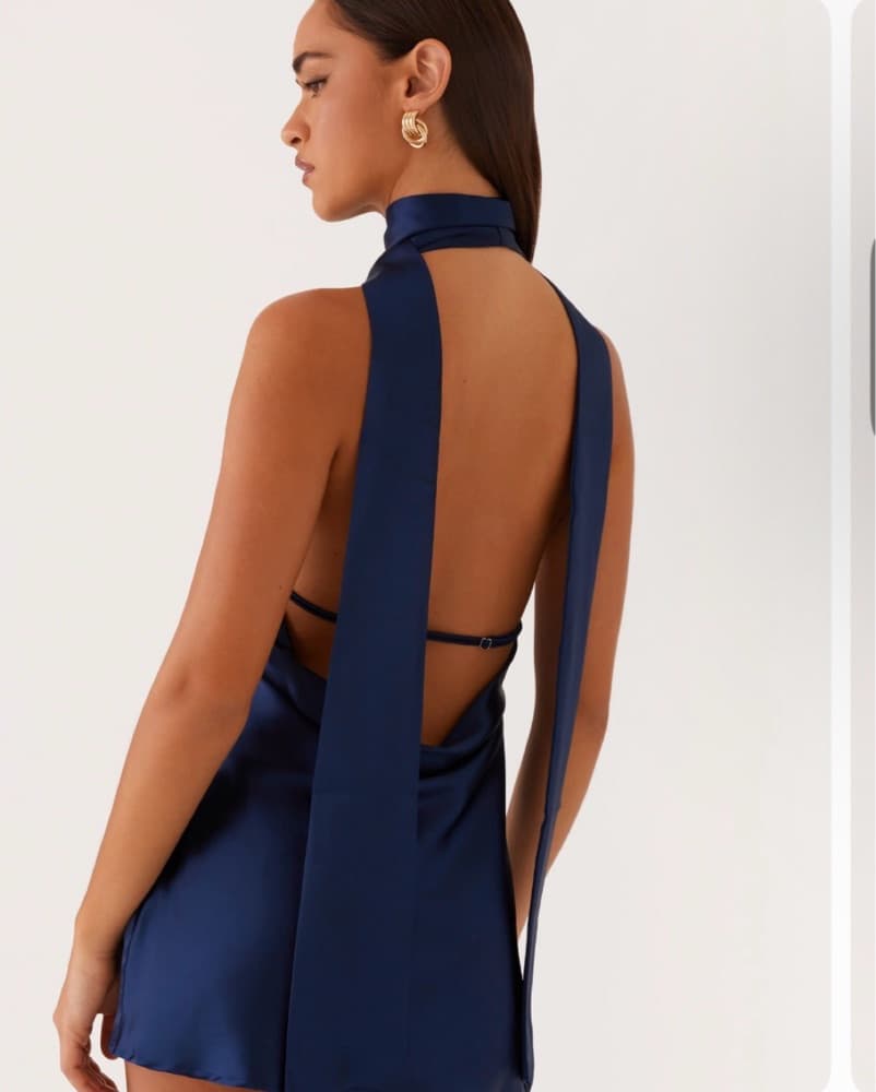 Satin Halter Mini Dress - Image 3