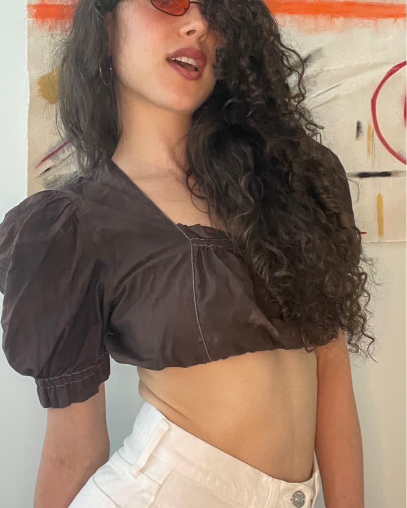 Vintage Brown Cottage Crop Top - Image 4