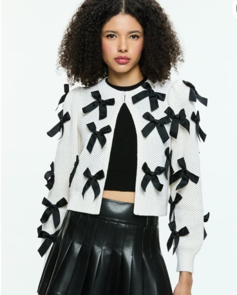 Alice & Oliva Kitty Bow Wool Cardigan - Image 1