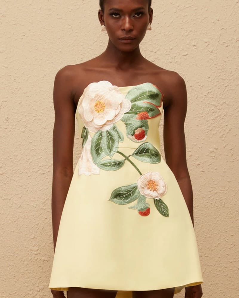 Miss Rosier Yellow Flower Dress - Image 1