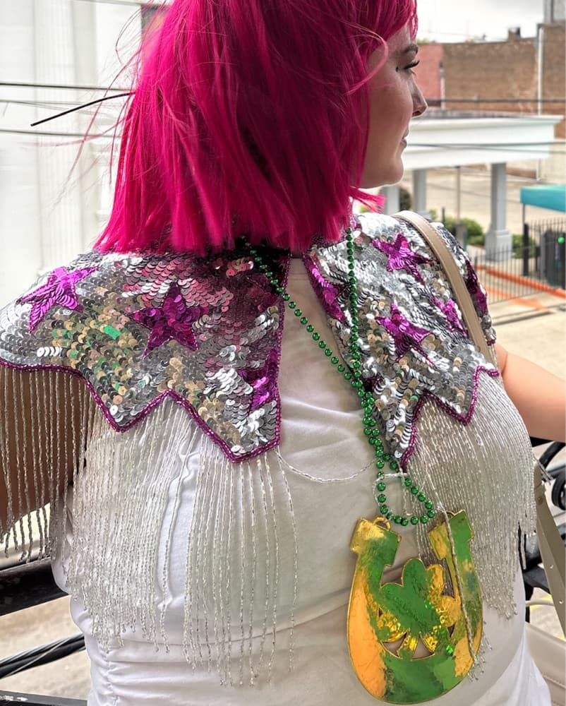 Sparkly Sequin LOVE Star Fringe Cape - Image 3