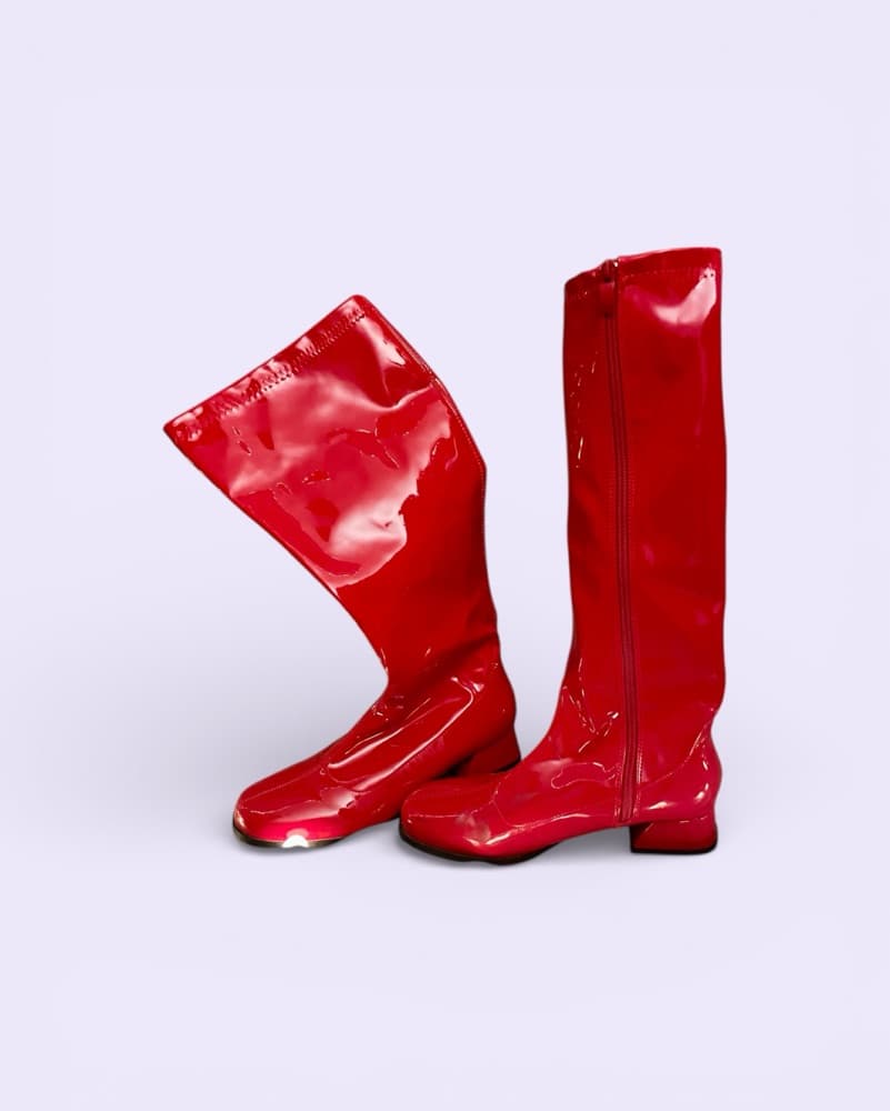 Glossy Red Knee-High Boots - Image 1