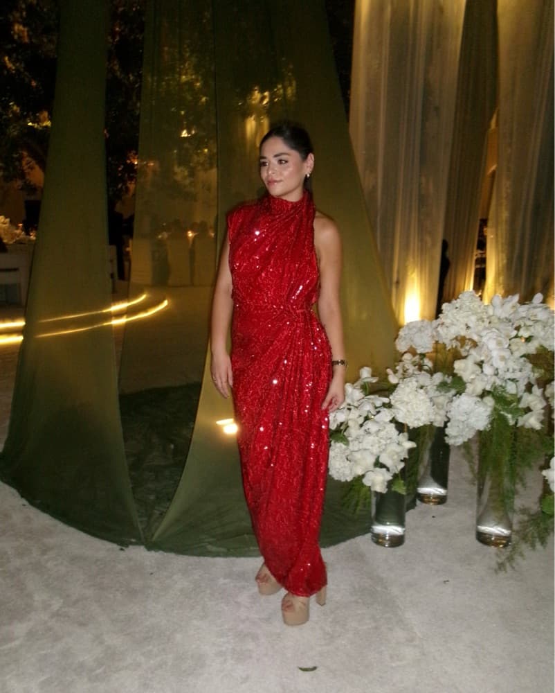 Sequin Sleveless Drapped Dress - Image 2