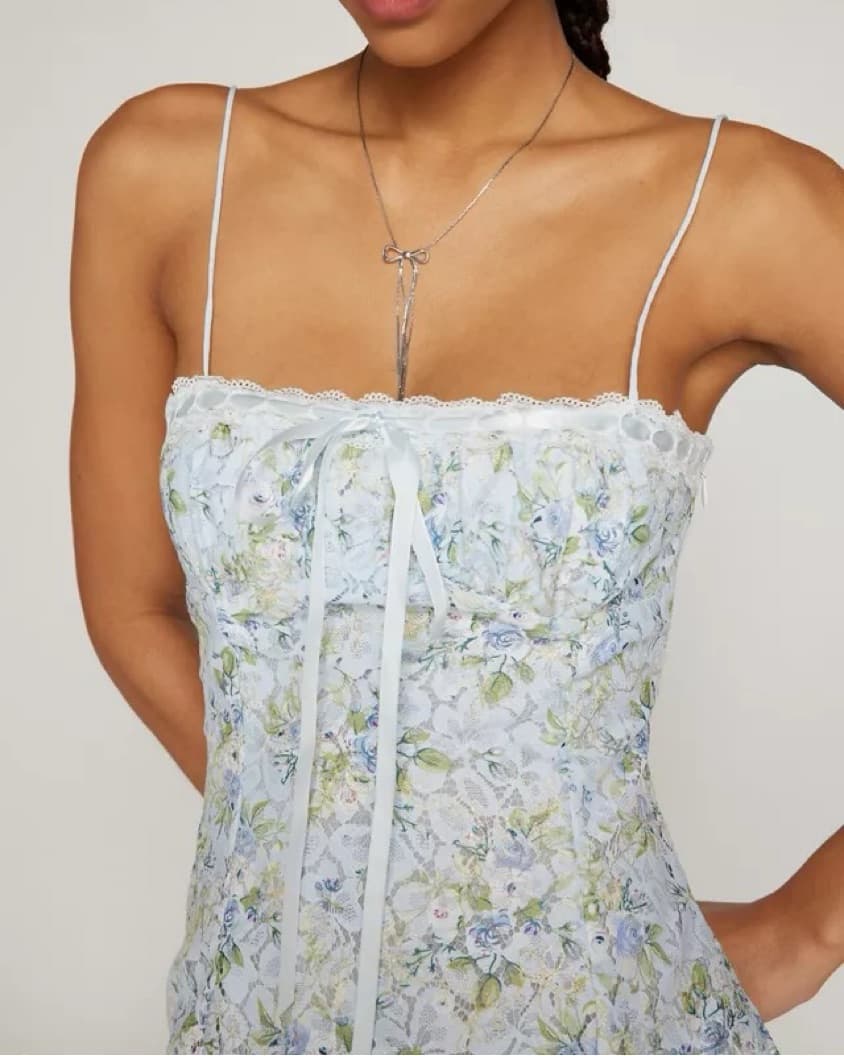 For Love and Lemons Blue Floral Dress - Image 5