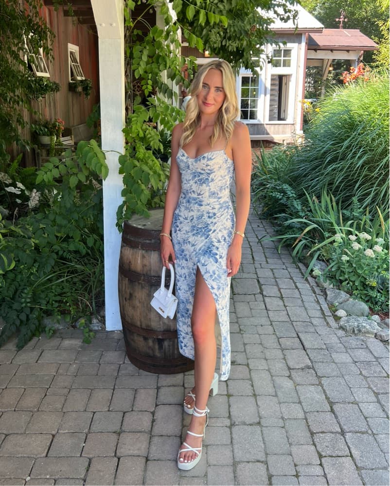 Reformation Summer Dress - White/Blue  - Image 1