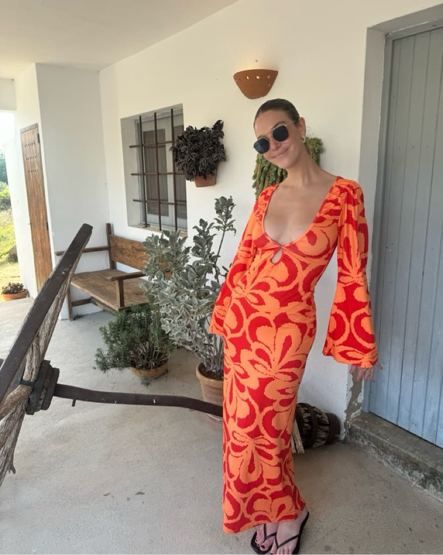 Red and Orange Groovy Maxi Dress  - Image 1