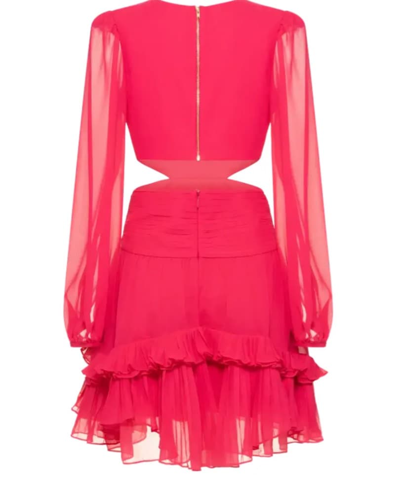 Patbo Cut Out Silk Plisse Pink Dress XS - Image 5
