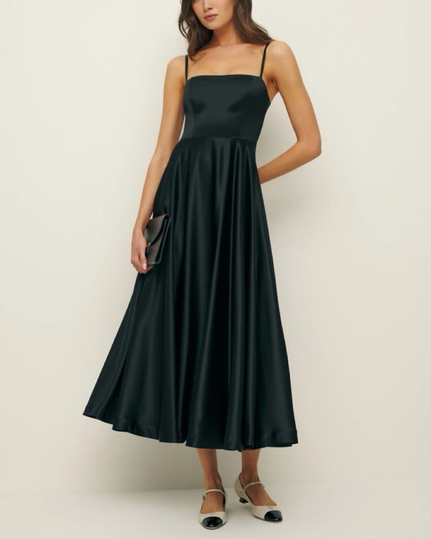 Black Satin Dress - Image 1