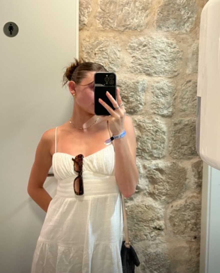 White Linen Tiered Mini Dress - Image 3