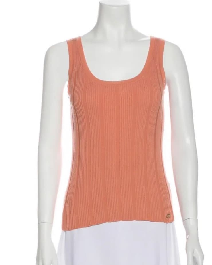 CHANEL size 38 peach cotton tank - Image 3