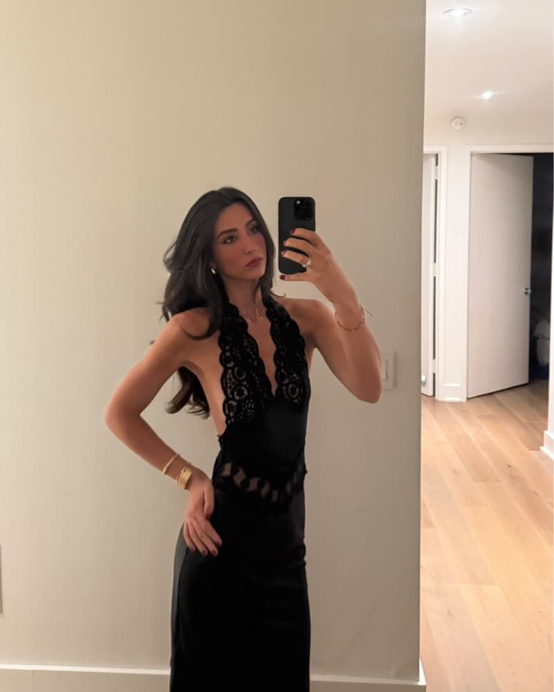 BLACK LACE MIDI DRESS - Image 3