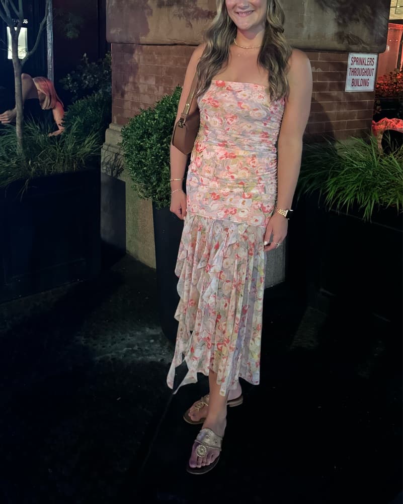 Floral Mesh Midi Dress - Image 3