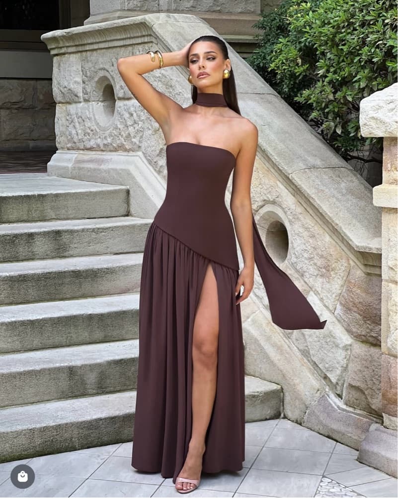 Baby Boo Maliyah Maxi Dress Brown - Image 1