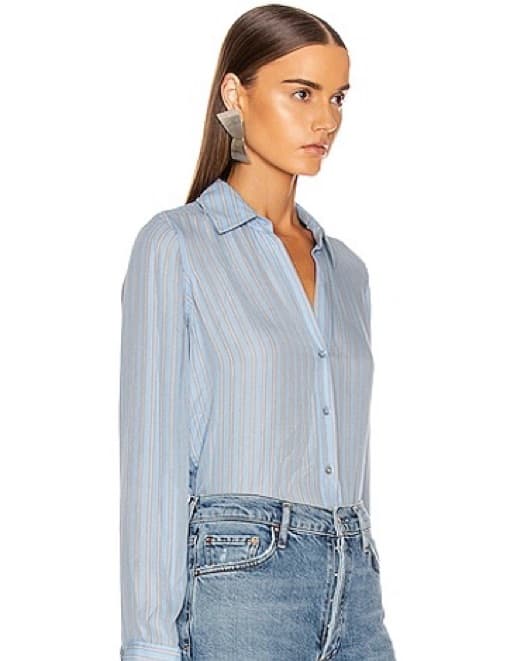 L’Agence Blue Silk Button Down - Image 3