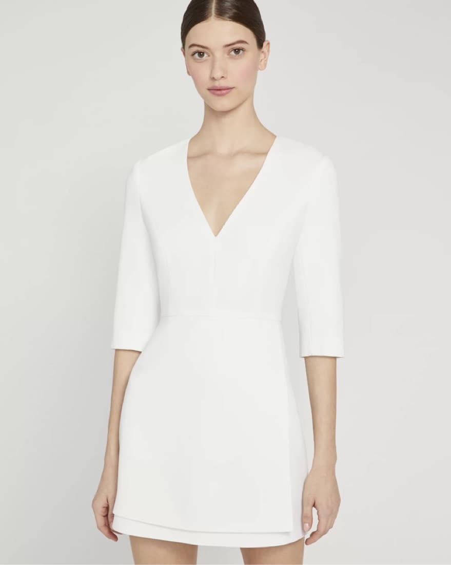 Alice and Olivia White Vneck Mini Dress - Image 1