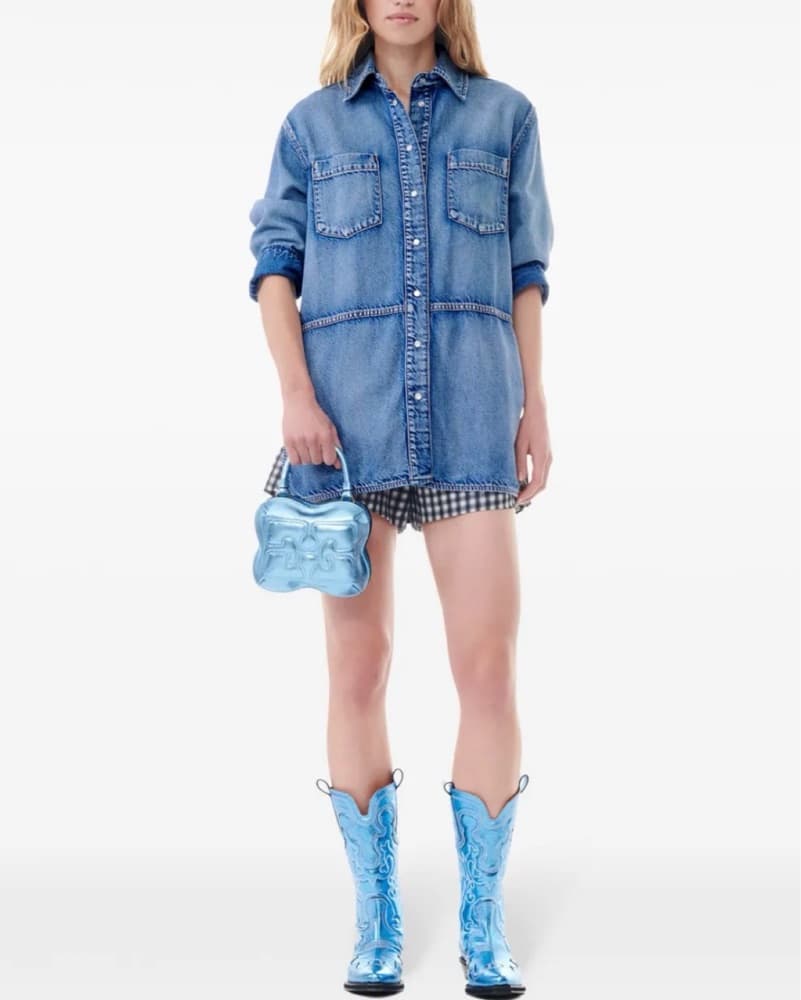 GANNI logo-embellished denim shirt - Image 3