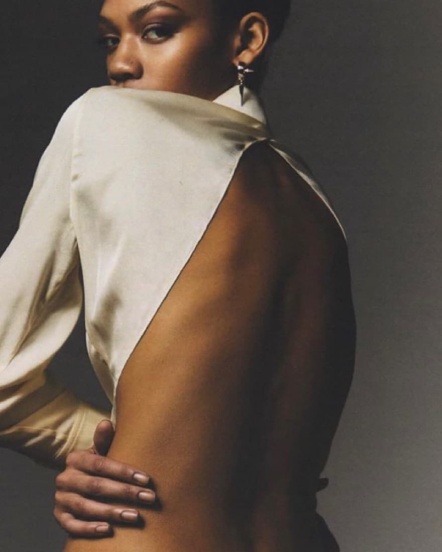 HANWEN Strappy Silk Open Back Blouse - Image 4