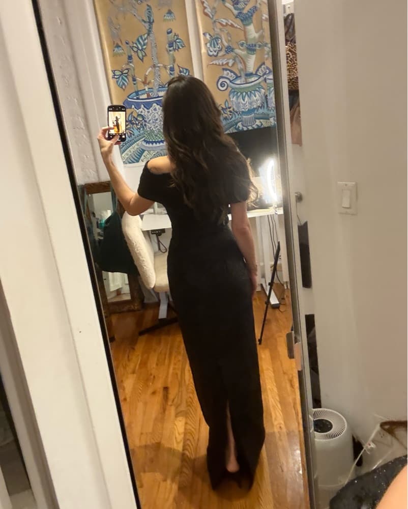 Teri Jon Off The Shoulder Jacquard Dress - Image 6
