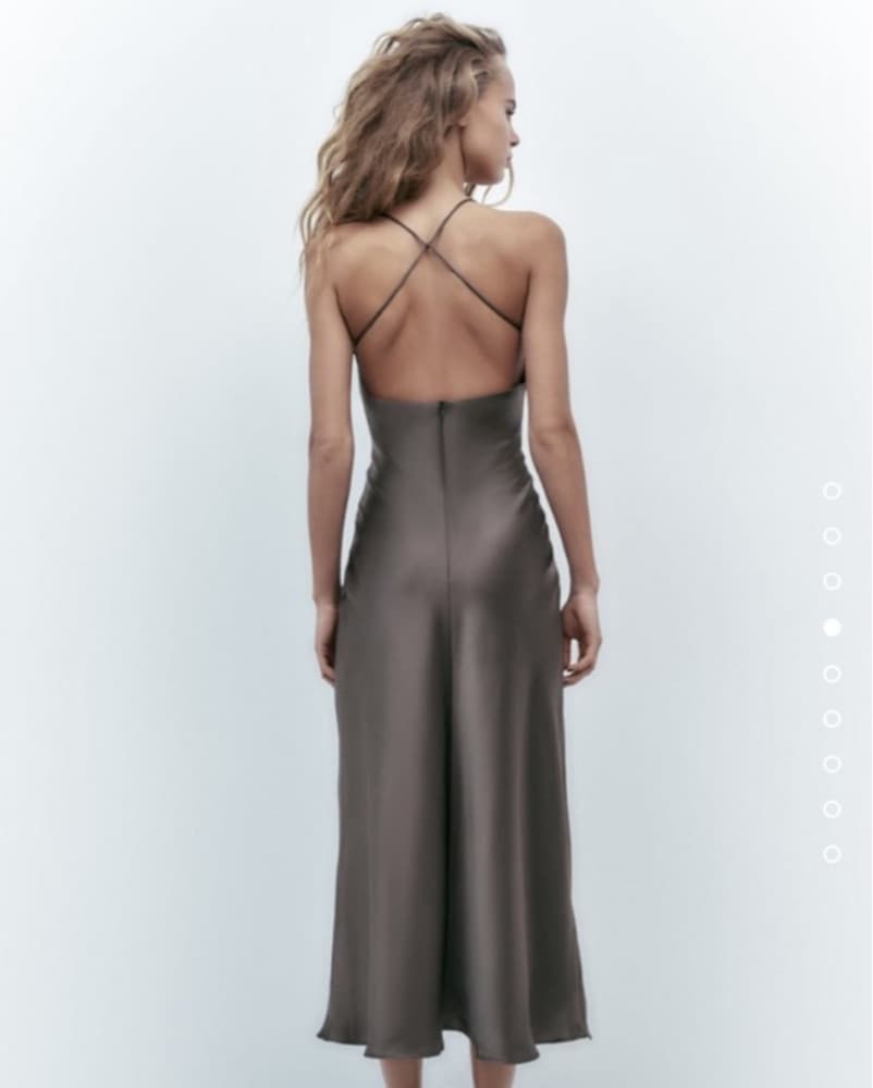 Zara Grey Satin Slip Dress - Image 2