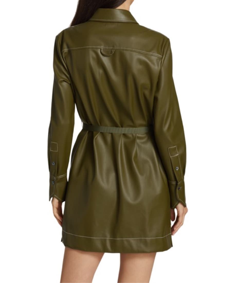 STAUD Faux Leather Shirt Dress  - Image 2