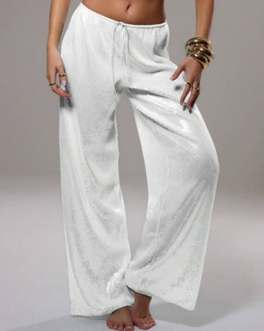 White Sequin Pants - Image 1
