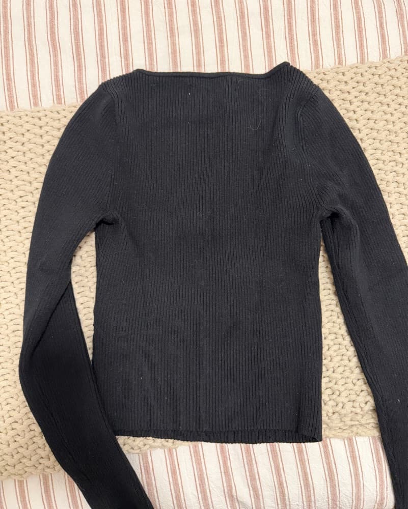 Abercrombie Black Corset Ribbed Sweater - Image 3