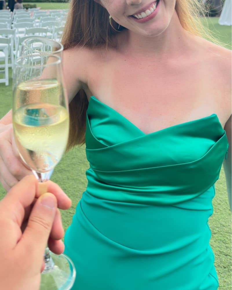 Teal Strapless Trumpet Gown - Image 1