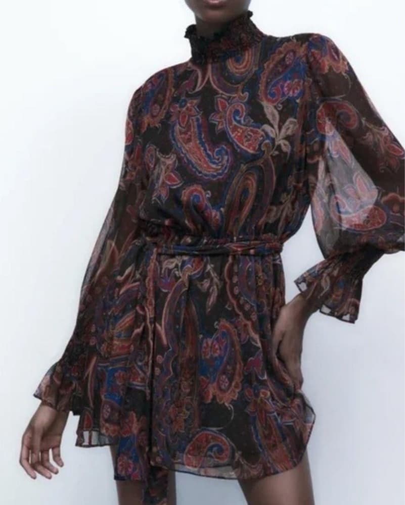 Zara Paisley Printed Mini Dress - Image 1