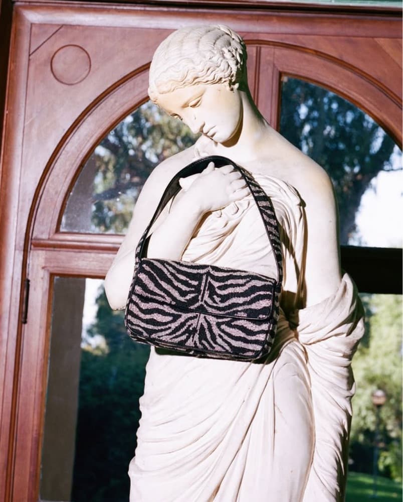 Staud Zebra Tommy Beaded Bag - Image 1